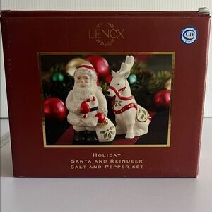 Lenox Holiday Santa and Reindeer Salt & Pepper Shakers